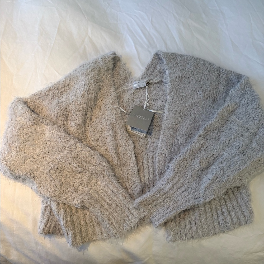 Faceplant Dreams Push Short Sweater in Light Gray - Picture 2 of 4